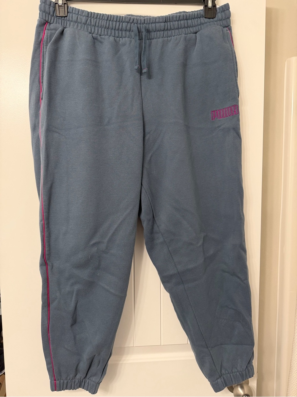 Puma Slate Blue Joggers with Pink Piping
